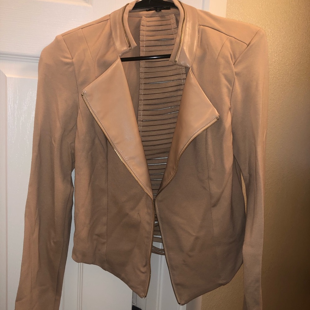 AGACI Tan/peach Faux leather jacket